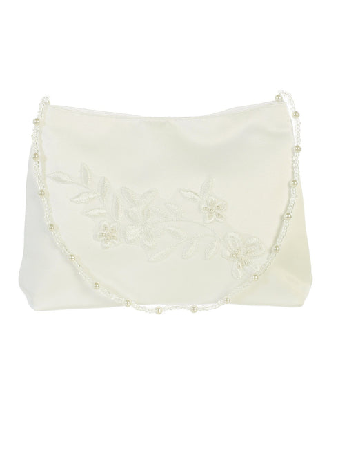 Tip Top Kids Girls Ivory Flower Embroidered Stylish Communion Purse - SophiasStyle.com
