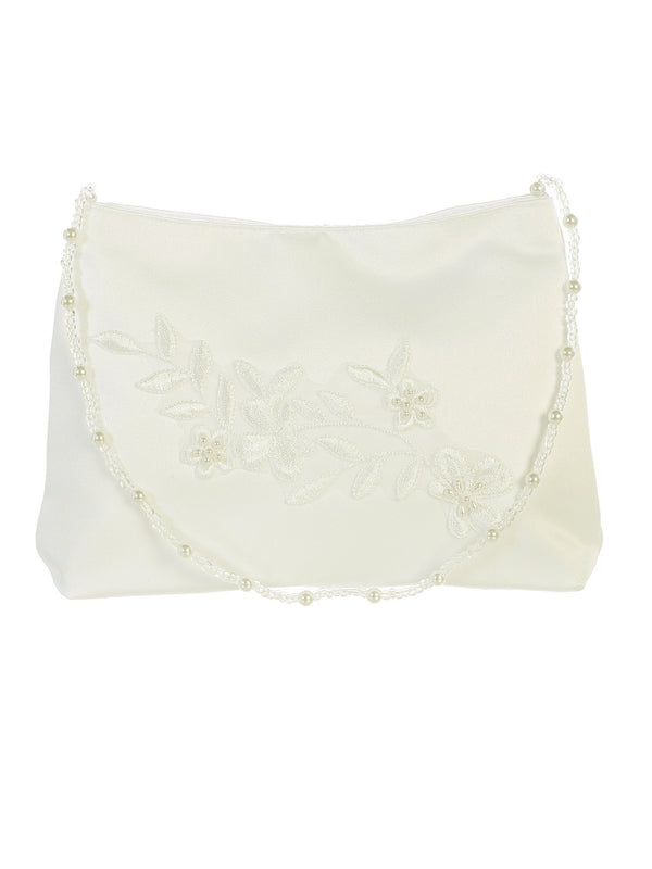 Tip Top Kids Girls Ivory Flower Embroidered Stylish Communion Purse - SophiasStyle.com