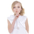 Petite Adele Little Girls White Satin Hand-Rolled Rosette Accent Bolero 2-6 - SophiasStyle.com