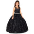 Little Girls Black Glitter Embroidered Rhinestone Belt Ball Gown 2-6 - SophiasStyle.com