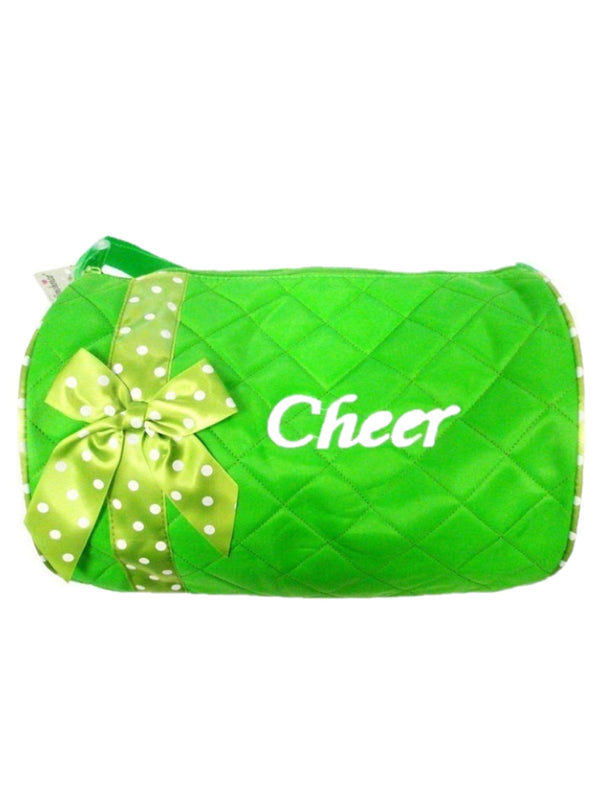 Girls Green Quilted Polka Dot Ribbon Detail Cheer Duffel Bag - SophiasStyle.com