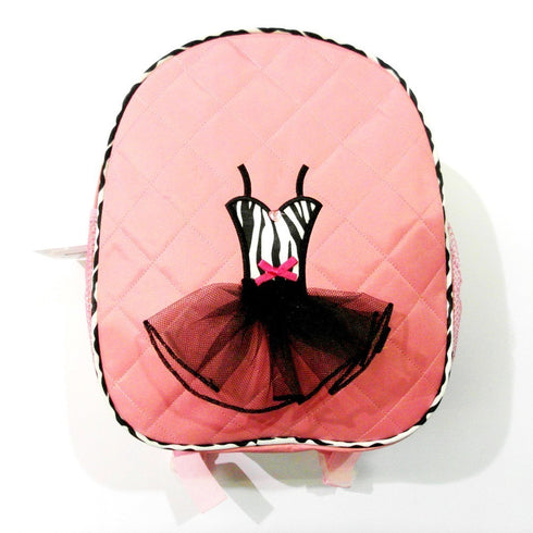 Girls Pink Black Quilted Zebra Tutu Dress Applique Backpack - SophiasStyle.com