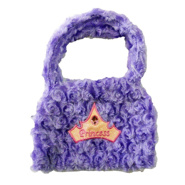 Girls Purple Princess Crown Applique Stone Attached Velvet Purse - SophiasStyle.com