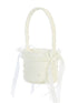 Tip Top Kids Girls Ivory Satin Ruffles Pearl Clusters Flower Girl Basket - SophiasStyle.com