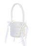 Tip Top Kids Girls White Satin Ruffles Pearl Clusters Flower Girl Basket - SophiasStyle.com
