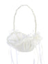 Tip Top Kids Girls Ivory Satin Ribbons Flowers Open-Shaped Flower Girl Basket - SophiasStyle.com