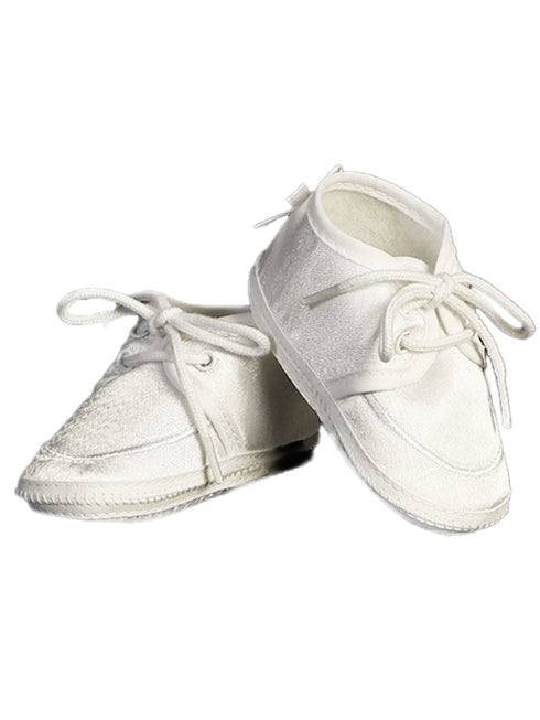 Lito Boys White Satin Lace-Up Soft Sole Bootie Shoes 00 Baby-6 Toddler - SophiasStyle.com