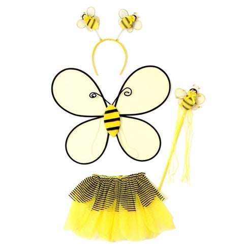 Girls Yellow Tutu Wings Headband Wand Bumble Bee Halloween 4Pc Costume Set 2-4T - SophiasStyle.com
