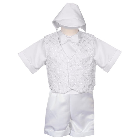 Rafael Collection Baby Boys 4 pc Organza Vest Hat Baptism Outfit 3-24M - SophiasStyle.com
