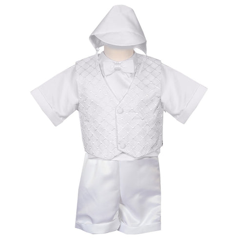Rafael Collection Little Boys 4 pc Organza Vest Hat Baptism Outfit 2-4 - SophiasStyle.com