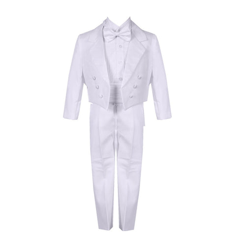 Little Boys White 5 Piece Vest Jacket Pants Special Occasion Tuxedo Suit 2-7 - SophiasStyle.com