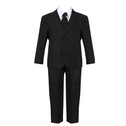 Little Boys Black 5 Piece Classic Vest Jacket Pants Special Occasion Suit 2-7 - SophiasStyle.com