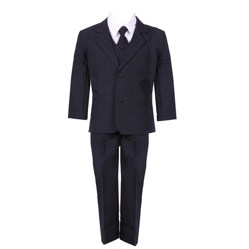 Baby Boys Navy Blue 5 Piece Vest Jacket Pants Special Occasion Suit 3-24M - SophiasStyle.com