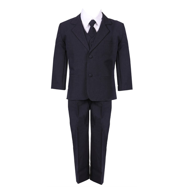 Big Boys Navy Blue 5 Piece Classic Vest Jacket Pants Special Occasion Suit 8-20 - SophiasStyle.com