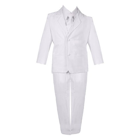Little Boys White 5 Piece Classic Vest Jacket Pants Special Occasion Suit 2-7 - SophiasStyle.com