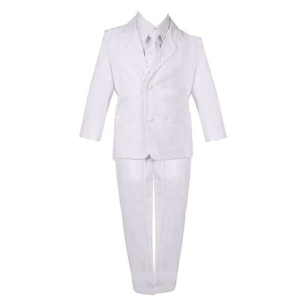Little Boys White 5 Piece Classic Vest Jacket Pants Special Occasion Suit 2-7 - SophiasStyle.com