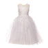 Petite Adele Little Girls White Exquisite Applique Tulle Communion Dress 4-6 - SophiasStyle.com