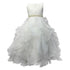 Petite Adele Big Girls White Organza Cascade Ruffle Junior Bridesmaid Dress 8-12 - SophiasStyle.com
