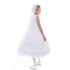 Petite Adele Big Girls White Organza Stripe Junior Bridesmaid Dress 8-12 - SophiasStyle.com