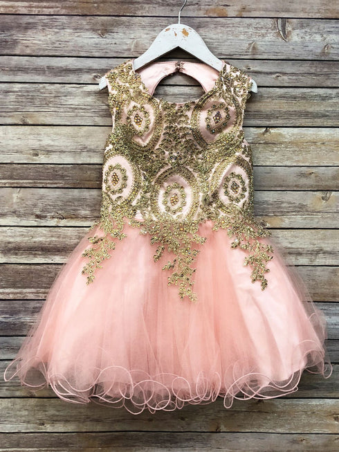 Petite Adele Girls Blush Embroidered Chandra Junior Bridesmaid Dress 6-16 - SophiasStyle.com