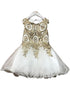 Petite Adele Girls Ivory Gold Embroidered Chandra Junior Bridesmaid Dress 6-16 - SophiasStyle.com