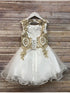 Petite Adele Girls Ivory Gold Embroidered Chandra Junior Bridesmaid Dress 6-16 - SophiasStyle.com
