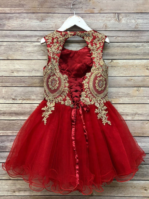 Petite Adele Girls Red Embroidered Ruffle Chandra Christmas Dress 6-16 - SophiasStyle.com