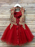 Petite Adele Girls Red Embroidered Ruffle Chandra Christmas Dress 6-16 - SophiasStyle.com