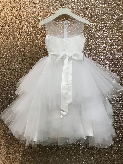 Petite Adele Big Girls Ivory Beaded Applique Fancy Junior Bridesmaid Dress 8-16 - SophiasStyle.com