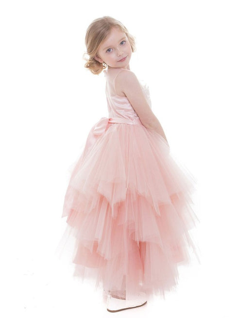 Petite Adele Little Girls Pink Beaded Applique Fancy Flower Girl Dress 2-6 - SophiasStyle.com