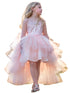 Petite Adele Big Girls Blush Beaded Hi-Low Ruffle Abella Special Occasion Dress 8-12 - SophiasStyle.com