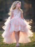 Petite Adele Big Girls Blush Beaded Hi-Low Ruffle Abella Special Occasion Dress 8-12 - SophiasStyle.com