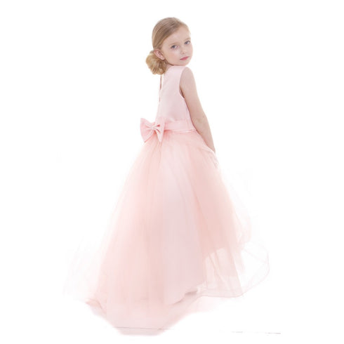 Petite Adele Big Girls Blush Satin Hi-Low Savannah Junior Bridesmaid Dress 8-12 - SophiasStyle.com