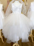Petite Adele Little Girls White 3D Applique Lavish Flower Girl Dress 2-6 - SophiasStyle.com