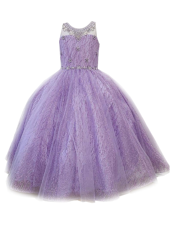 Petite Adele Big Girls Lilac Jewel Illusion Neckline Pageant Dress 8-16 - SophiasStyle.com