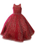 Petite Adele Big Girls Red Jewel Illusion Neckline Pageant Dress 8-16 - SophiasStyle.com