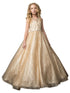 Petite Adele Little Girls Champagne Jewel Illusion Neckline Pageant Dress 2-6 - SophiasStyle.com
