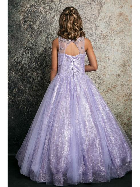 Petite Adele Little Girls Lilac Jewel Illusion Neckline Pageant Dress 2-6 - SophiasStyle.com