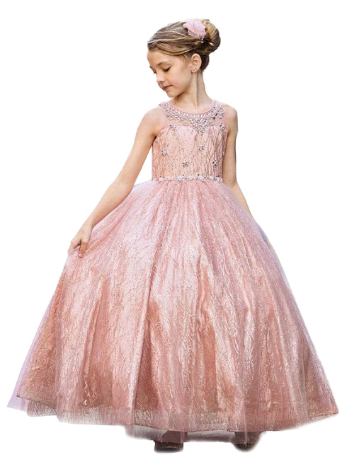 Petite Adele Big Girls Mauve Jewel Illusion Neckline Pageant Dress 8-16 - SophiasStyle.com