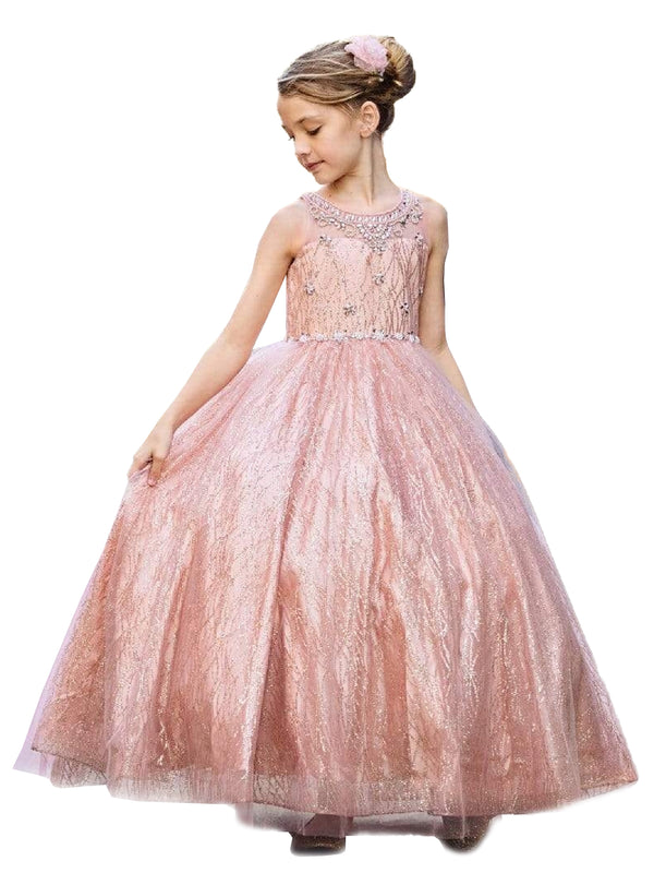 Petite Adele Big Girls Mauve Jewel Illusion Neckline Pageant Dress 8-16 - SophiasStyle.com