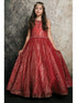 Petite Adele Little Girls Red Jewel Illusion Neckline Pageant Dress 2-6 - SophiasStyle.com