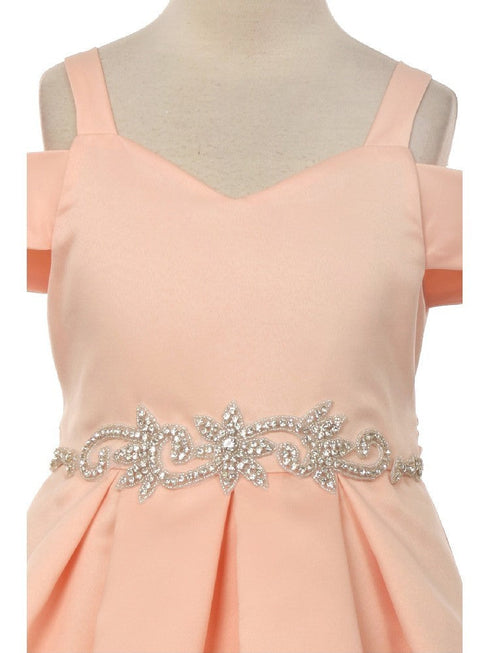 Crayon Kids Girls Multi Color Cold Shoulder Rhinestone Bow Christmas Dress 2T-14 - SophiasStyle.com