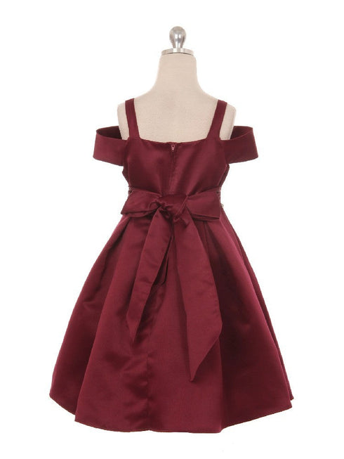 Crayon Kids Girls Multi Color Cold Shoulder Rhinestone Bow Christmas Dress 2T-14 - SophiasStyle.com