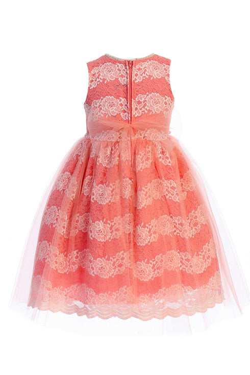 Just Kids Girls Multi Color Floral Lace Tulle Pearls Easter Dress 2T-14 - SophiasStyle.com