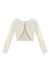 Crayon Kids Big Girls Ivory Long Sleeve Button Velvet Bolero Sweater 8-14 - SophiasStyle.com