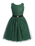 Kids Dream Girls Diamond Mesh Overlay Velvet Trim Brooch Dress 2T-14 - SophiasStyle.com