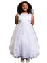 Kids Dream Girls' White Satin Lace Bead Plus Size Communion Dress, Sizes 18.5-20.5 - SophiasStyle.com