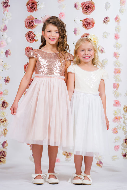 Kids Dream Girls Ivory Sequins Tulle Plus Size Junior Bridesmaid Dress 14.5-20.5 - SophiasStyle.com