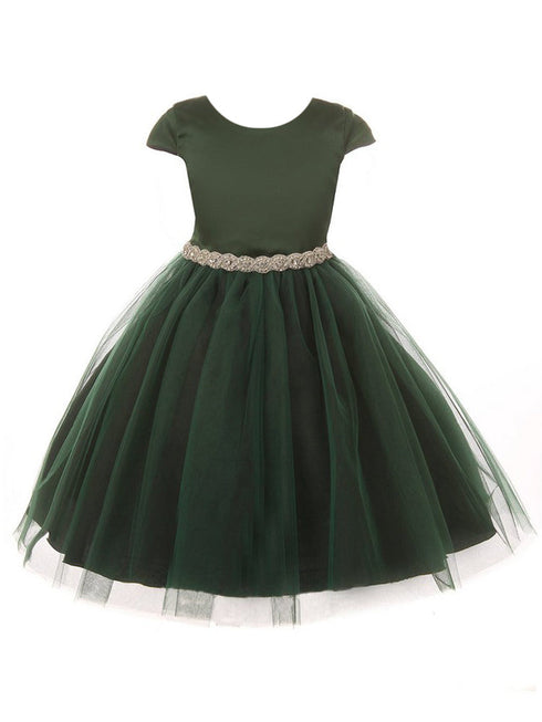 Kids Dream Big Girls Green Cap Sleeve Satin Tulle Plus Size Dress 16.5-20.5 - SophiasStyle.com