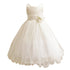 Big Girls Ivory Sash Satin Tulle 3 Layer Tea-Length Flower Girl Dress 8-12 - SophiasStyle.com